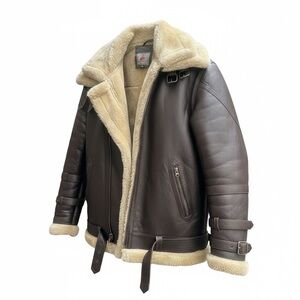 Men's/ Women’s Brown Genuine Sheepskin Shearling Leather Jacket